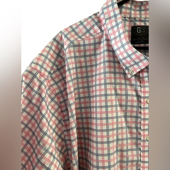 Plaid GS pink and blue short sleeve button down shirt - Picture 3 of 4